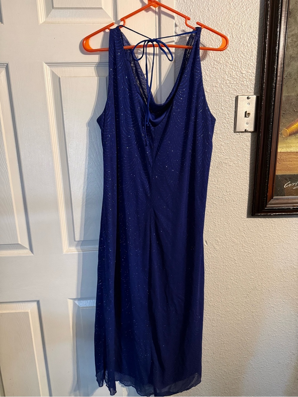 B. Smart Navy Blue Sparkle Midi Slip Dress